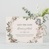 Holiday Chic Botanical | Horizontale champagne Save The Date (Staand voorkant)