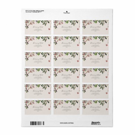 Holiday Chic Botanical Ivory RSVP Adresetiketten Etiket (Full Sheet)
