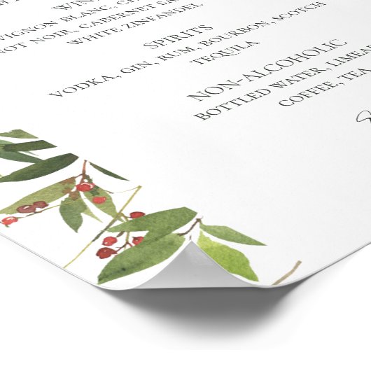 Holiday Chic Botanical | Poster Menu White Drinken (Hoek)