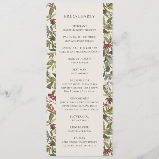 Holiday Chic Botanical | Programma Champagne Weddi Programmakaart (Achterkant)