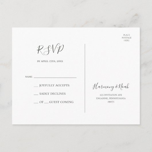 Holiday Chic Botanical | RSVP rond het witte huwel Briefkaart (Achterkant)