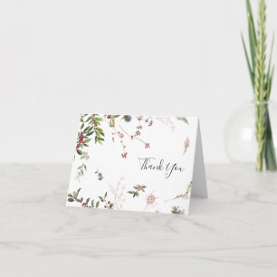 Holiday Chic Botanical   White Bedankt Card