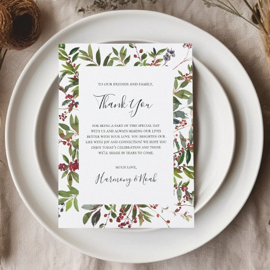 Holiday Chic Botanical | White Bedankt Card Briefkaart