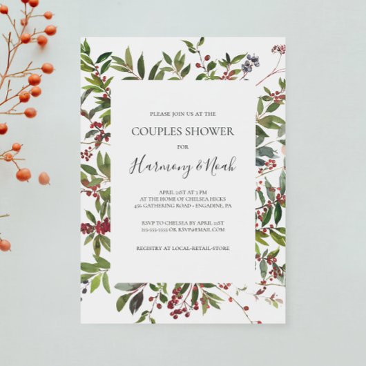 Holiday Chic Botanical | White Couples Shower INVI Kaart
