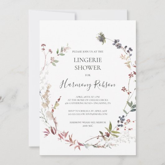Holiday Chic Botanical | White Lingerie Shower Kaart (Voorkant)
