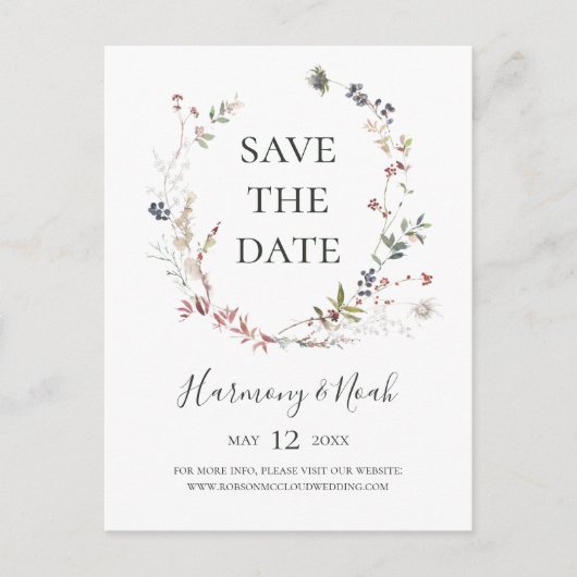 Holiday Chic Botanical | White Save the Date Uitnodiging Briefkaart (Voorkant)