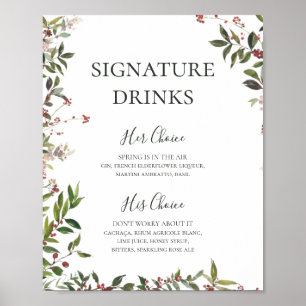 Holiday Chic Botanical White Signature Drinken Poster