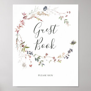 Holiday Chic Botanical   Wit-gebaar voor gastboeke Poster