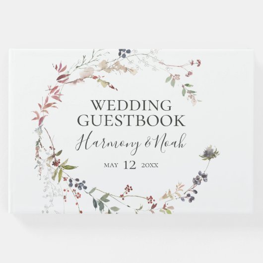 Holiday Chic Botanical | Wit huwelijk Gastenboek (Voorkant)