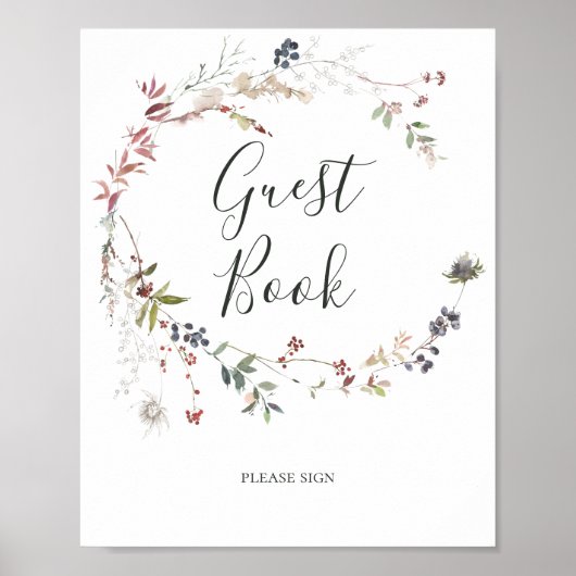 Holiday Chic Botanical | witte gastetekst bordje Poster (Voorkant)