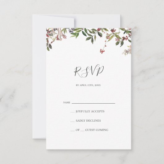 Holiday Chic Botanical | Witte RSVP-kaart RSVP Kaartje (Voorkant)