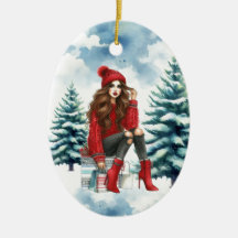 Holiday Chic Bruine Rood Mode Gepersonaliseerd
