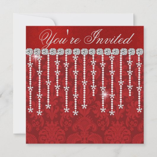 HOLIDAY CHIC SNOWFLAKE BLOK Party Invitation Kaart (Voorkant)