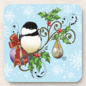 Holiday Chickadee Bier Onderzetter (Voorkant)