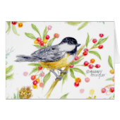 Holiday Chickadee Blank Note Greeting Card (Voorkant Horizontaal)