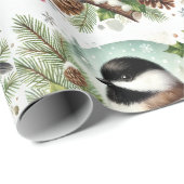 Holiday Chickadee Cadeaupapier (Rol Hoek)