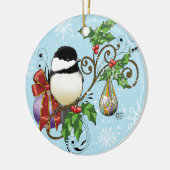 Holiday Chickadee Keramisch Ornament (Links)