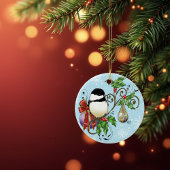 Holiday Chickadee Keramisch Ornament