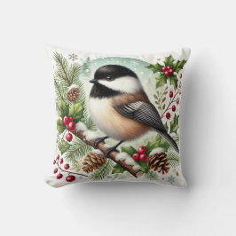 Holiday Chickadee Kussen
