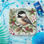 Holiday Chickadee Papieren Bordje (Feest)