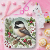 Holiday Chickadee Papieren Bordje (Feest)