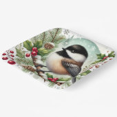 Holiday Chickadee Papieren Bordje (Gebogen)
