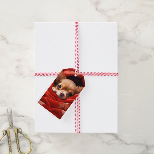 Holiday Chihuahua Cadeaulabel (Met Touw)