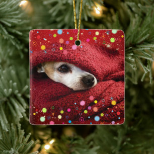 Holiday Chihuahua Keramisch Ornament