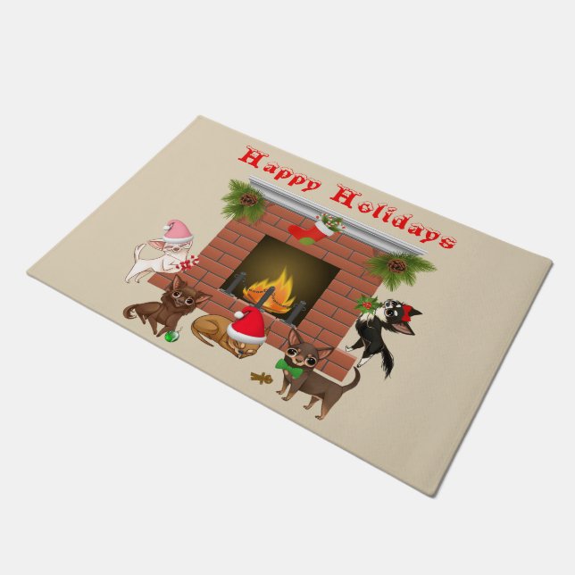 Holiday Chihuahua kerstdeurmat Deurmat (Schuin)