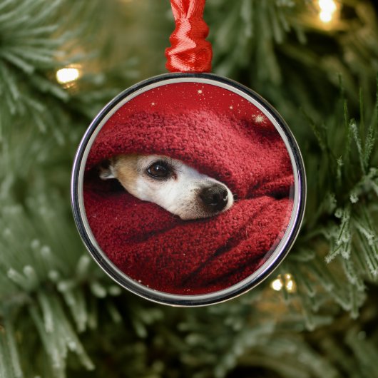 Holiday Chihuahua Metalen Ornament (Boom)