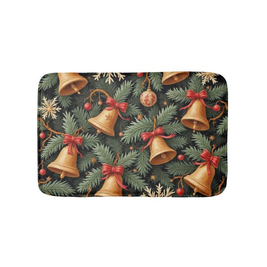 Holiday Christmas Bells Pattern, Badmat (Voorkant)