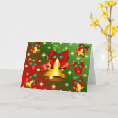 Holiday Christmas Bells Wenskaart Kaart (Gele Bloem)