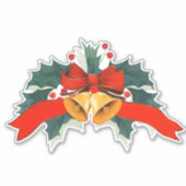 Holiday Christmas bells with holly leaves Sticker (Voorkant)