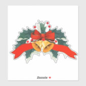 Holiday Christmas bells with holly leaves Sticker (Vel)