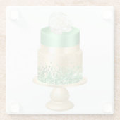 HOLIDAY CHRISTMAS CAKE GROEN EN GOLD GLAZEN ONDERZETTER (Achterkant)