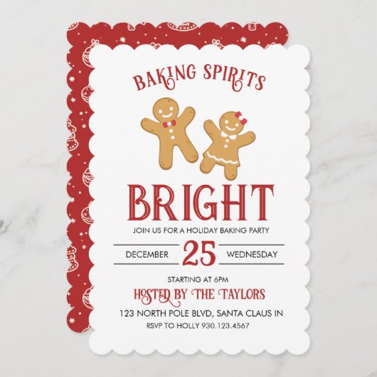 Holiday Christmas Cookie Baking Party Uitnodiging (Voorkant / Achterkant)