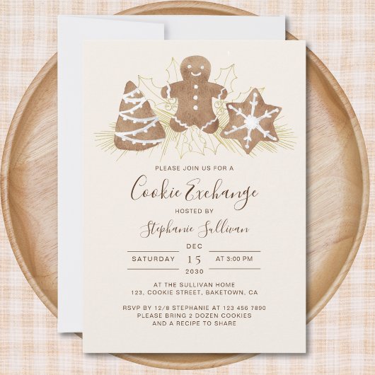 Holiday Christmas Cookie Exchange Party Invitation Kaart