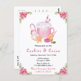 Holiday Christmas Cookies and Cocoa Pink Briefkaart
