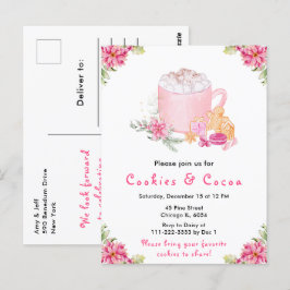 Holiday Christmas Cookies and Cocoa Pink Briefkaart