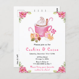 Holiday Christmas Cookies and Cocoa Pink Briefkaart