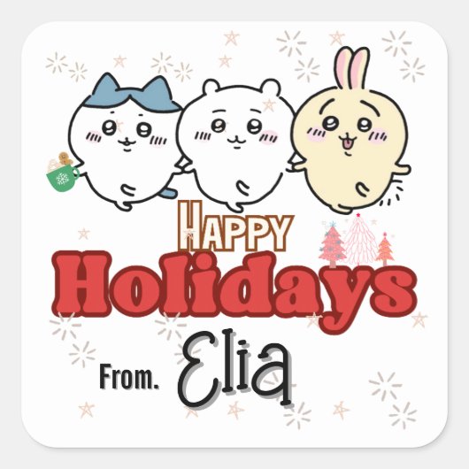 Holiday Christmas friends cute stickers (Voorkant)