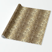 Holiday Christmas Gold Metallic Damask Elegant Cadeaupapier (Uitgerold)