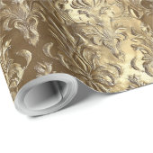 Holiday Christmas Gold Metallic Damask Elegant Cadeaupapier (Rol Hoek)