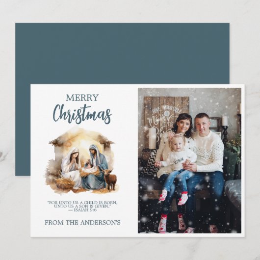 Holiday Christmas Greeting Card - Nativity Feestdagenkaart (Voorkant / Achterkant)