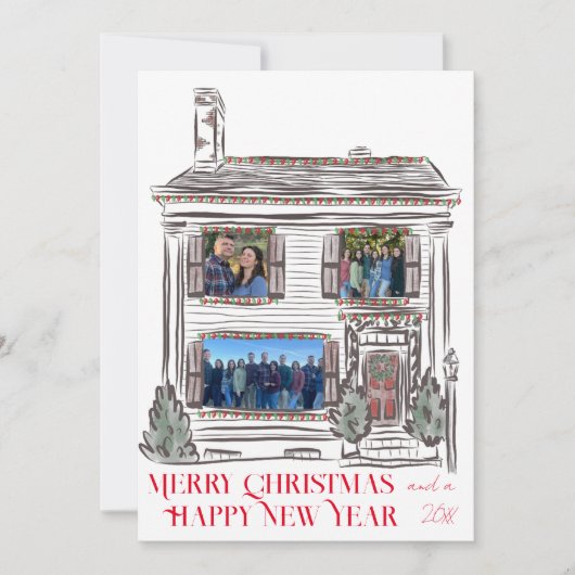 Holiday Christmas House Flat Kaart (Voorkant)