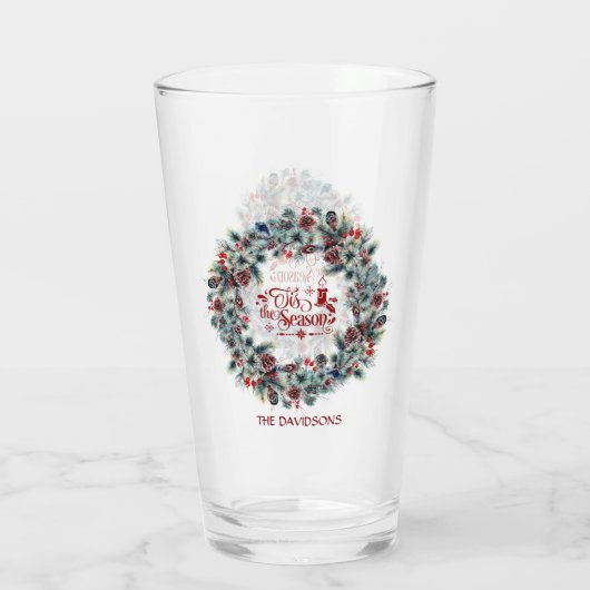 Holiday Christmas 'Is het Seizoensscript Monogram Glas (Achterkant)