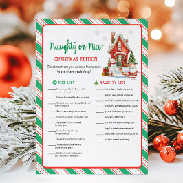 Holiday Christmas Party Naughty or Nice Game Feestdagenkaart