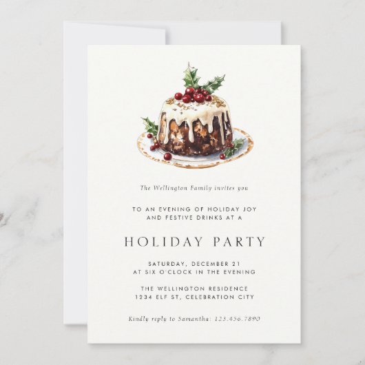 Holiday Christmas Pudding Modern Feestelijk Feest Kaart (Voorkant)