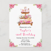 Holiday Christmas Tea Verjaardagsfeestje Roze Briefkaart (Voorkant)