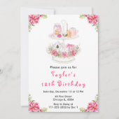 Holiday Christmas Tea Verjaardagsfeestje Roze Kaart (Voorkant)